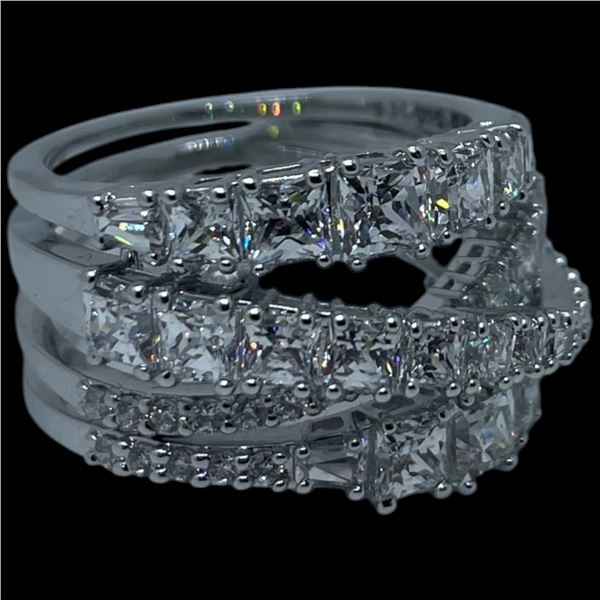 Swarovski Crystal "Hyperbola" Ring - Size 8.5 - Rhodium Plated - Original Box - Appears to be unworn
