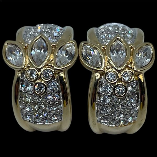 Pair of Swarovski Crystal Half Hoop Earrings - 15mm wide