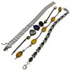 Image 2 : 4 Sterling Silver with Natural Stone Bracelets - Variety of designs * Total weight: 73 grams