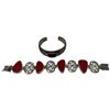 Image 1 : 2 Sterling Silver with Natural Stone Bracelets (3/4 wide cuff bracelet & 1.25" wide bracelet with bo