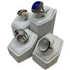 Image 2 : 4 Natural Gemstone & Crystal Rings Stamped .925 (Moonstone, Lapis, Crystal & More) Widest ring face