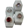 Image 1 : 4 Rose Gold Plated Coloured & Clear Crystal Diner Rings Stamped .925-  Widest ring face is 17 mm * T