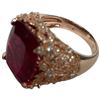 Image 3 : 4 Rose Gold Plated Coloured & Clear Crystal Diner Rings Stamped .925-  Widest ring face is 17 mm * T