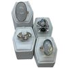 Image 1 : 4 New Rings * all stamped .925 * (White Agate, Moonstone, Black Onyx)  Longest ring  is 32mm * Total