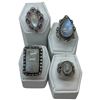 Image 1 : 4 New Rings * all stamped .925 * (Moonstones, Amethyst and Quartz Crystal)  Longest ring  is 35 mm *