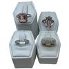Image 1 : 4 Rings Stamped .925 - Like New (CZ, Pink and Clear Crystals) - Widest ring face is 21 mm * Total we