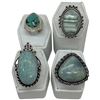Image 1 : 4 New Rings * all stamped .925 * (Turquoise, Amazonite, Banded Agate & Guatemalan Jade)  Longest rin