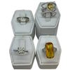 Image 1 : 4 Citrine & Clear Crystal Rings Stamped .925 - Widest ring face is  21mm * Total weight: 14 grams