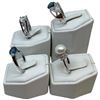 Image 2 : 4 Rings Stamped .925 - Variety of Colours & Materials - Widest ring face is 16 mm * Total weight: 19