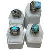 Image 1 : 4 Rings Stamped .925 - Variety of Colours & Materials - Widest ring face is 22 mm * Total weight: 28