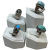 Image 2 : 4 Rings Stamped .925 - Variety of Colours & Materials - Widest ring face is 22 mm * Total weight: 28