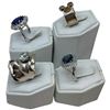 Image 2 : 4 CZ, Blue Topaz & Clear Crystal Rings Stamped .925 - Widest ring face is 25 mm * Total weight: 26 g
