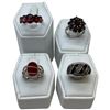 Image 1 : 4 Natural Stone & Crystal Rings Stamped .925 - (Garnet Crystal, Carnelian, and Marcasite) Widest rin