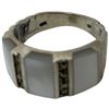 Image 3 : 4 Natural Gemstone & Mother-of- Pearl Rings Stamped .925 - Widest ring face is 19 mm * Total weight: