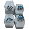 Image 1 : 4 Blue Topaz Crystal Ring Stamped .925 - Widest ring face is 21 mm * Total weight: 21 grams