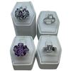 Image 1 : 4 Blue Topaz , Amethyst & Clear Crystal Rings Stamped .925 - Widest ring face is 19 mm * Total weigh