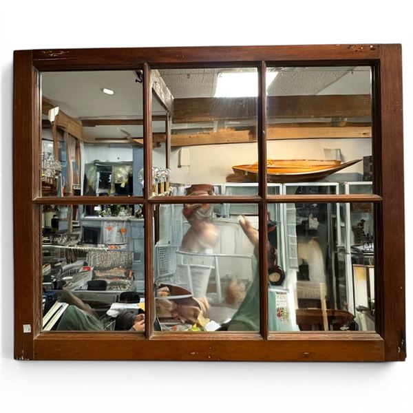 Vintage Wood Window Frame Converted to Wall Mirror - (35" x 28")