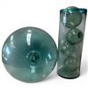 Image 1 : 1 Large 11" Glass Fish Float & Glass Vase with Four 3" Small Floats