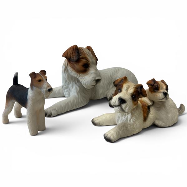 Group of 3 Terrier Dog Figurines - Bisque - Larges is 8" long x 4" tall
