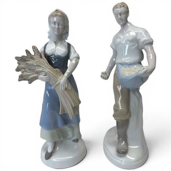 2 Carl Scheidig German Porcelain "Harvest Couple" Figurines with the Porzellanfabrik Stamp * 10" tal