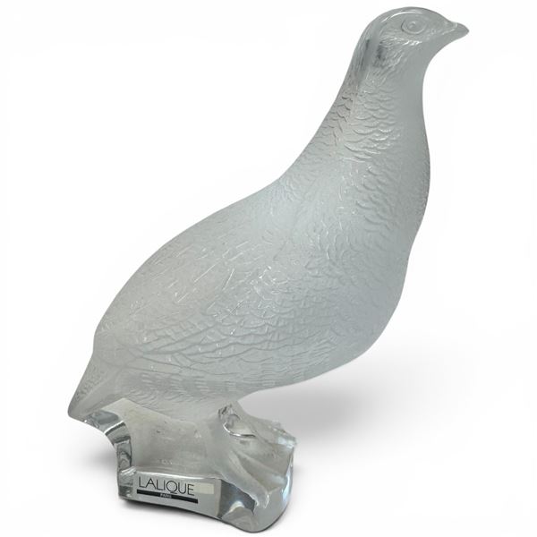 Lalique Frosted Crystal "Standing Quail/Partridge (Perdrix Debout)" Figurine - Signed Lalique France