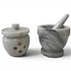 Image 1 : Marble Mortar & Pestle with Matching Vented Garlic Keeper Jar - Mortar is 5" tall x 5" diameter