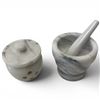 Image 2 : Marble Mortar & Pestle with Matching Vented Garlic Keeper Jar - Mortar is 5" tall x 5" diameter