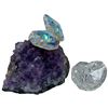 Image 2 : 2 Swarovski Crystal Oysters with Amethyst - Crystal Shell on Amethyst is 2" x 3" x 2.5" tall