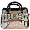 Image 1 : Betsy Johnson Pink Quilted Rose Patterned Satchel with Large Bow - Complete with Shoulder Chain