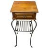 Image 2 : Wood Phone Stand with Drawer on Metal Base  -(14" x 14" x 42" tall)