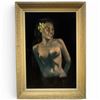 Image 1 : Mid-Century Polynesian Black Velvet Painting - Signed "Dives" (Frame Dimensions: 30" x 42")