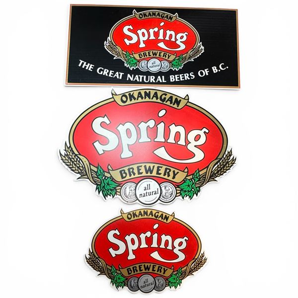 3 Assorted Okanagan Springs Advertising Signs (Largest is 36" x 18 ") - Car