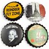 Image 1 : 4 New Metal 16" Bottle Cap Novelty Signs (Scooter, Reindeer, Einstein, & Eiffel Tower)