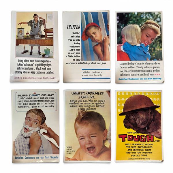 Six 1960s "Customer Satisfaction" Work-Place Posters by Judson-Roberts USA