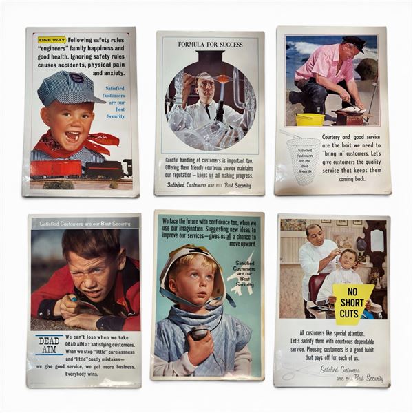 Six 1960s "Customer Satisfaction" Work-Place Posters by Judson-Roberts USA