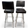 Image 4 : Pair of Black Leatherette 29" Bar Stools with Metal Legs