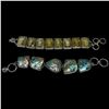 Image 1 : 2 Wide Toggle Bracelets Stamped .925 (Abalone & Citrine Crystal) Both are 1" wide