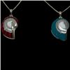 Image 2 : 2 New Carved Nautili's Shell Necklaces Set in Sterling Silver on 16" Sterling Chains - Shells are 29