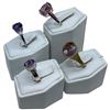 Image 2 : 4 Amethyst Crystal Rings Stamped .925 - Widest ring face is 25 mm * Total weight: 22 grams