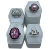 Image 1 : 4 Rings Stamped .925 (Pearl, Pink, and Clear Crystals) Widest ring face is 22 mm * Total weight: 30