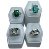 Image 1 : 4 Peridot, Emerald, & Clear Crystal Rings Stamped .925 - Widest ring face is 14 mm * Total weight: 2
