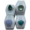 Image 1 : 4 Rings Stamped .925  (Blue, Agate, and Ocean Agate) - Widest ring face is 23 mm * Total weight: 31 