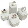 Image 1 : 4 Rings Stamped .925 (CZ, Pink, Blue and Clear Crystals) Widest ring face is 9 mm * Total weight: 15