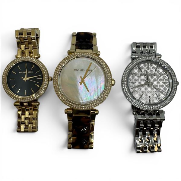 3 Michael Kors Wrist Watches - Largest Face is 39m - Like New
