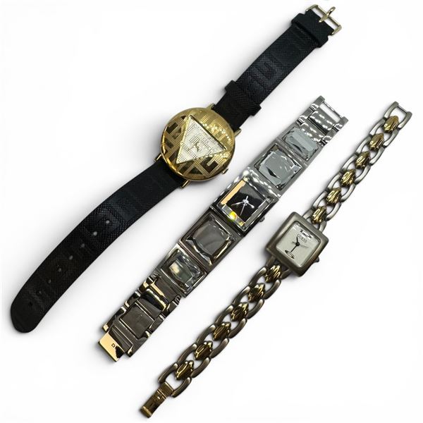3 Ladies Guess Wrist Watches - Gently worn - Largest Face is 36mm