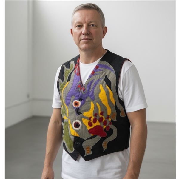 Original Paul Johnny Wearable Art Vest - Hand Stitched Flannel with COA- First Nations Design (16" a