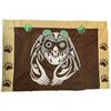 Image 1 : Original Paul Johnny "Bear" Button Blanket Wall Hanging -  Hand Stitched Flannel (45" x 70" - includ