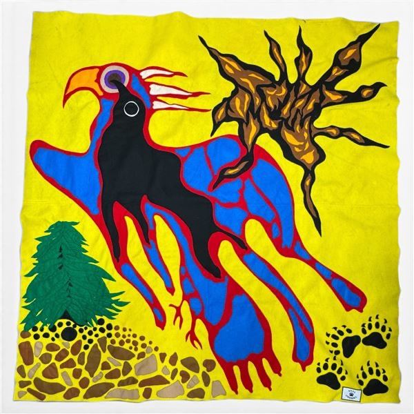 Original Paul Johnny "The Gathering" Wall Hanging -  Hand Stitched Flannel (40" x 60" - includes COA