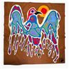 Image 1 : Original Paul Johnny "Ravens" Wall Hanging -  Hand Stitched Flannel (40" x 60" - includes COA) Canad