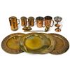 Image 1 : Group of Copper and Brass Kitchenware - Large Salt & Pepper Shaker, Platters, Ladle and More